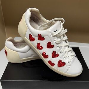ASH White and Red Heart Women's Sneakers